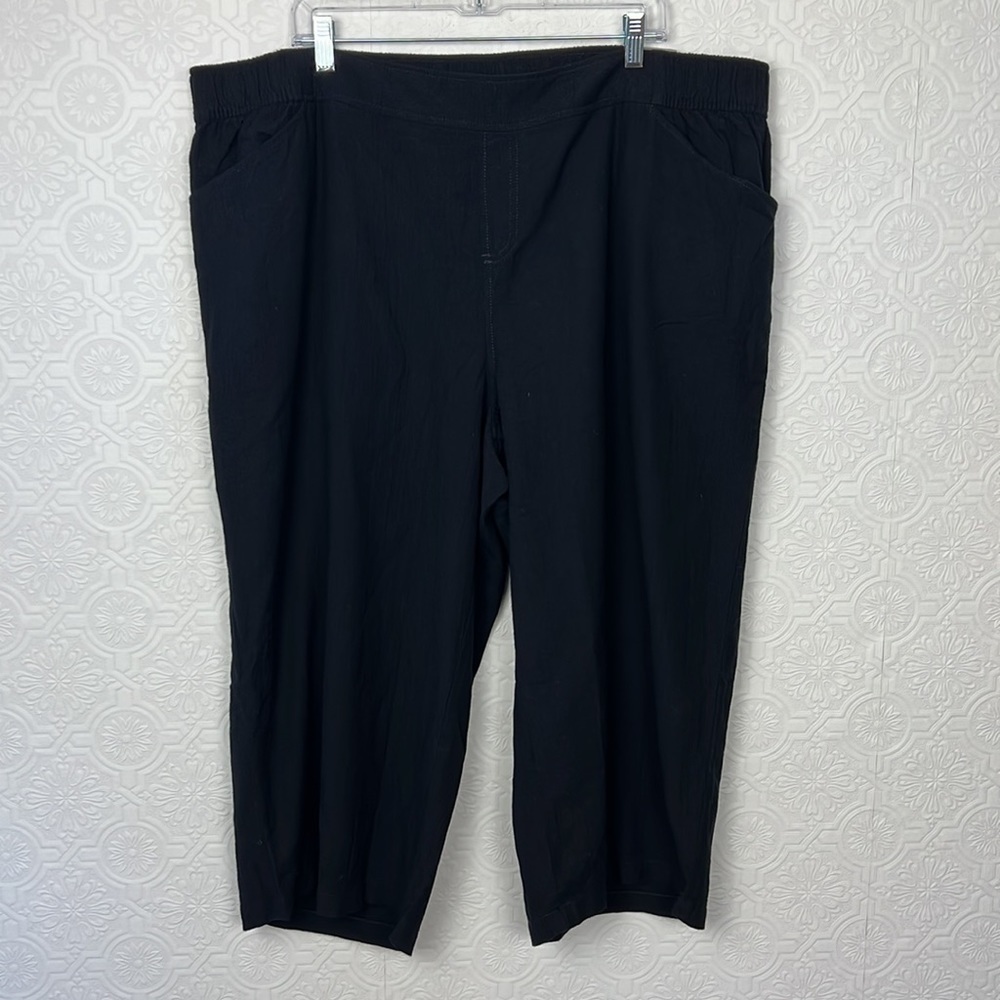 NWT Lane Bryant Cropped Pants Black Pull On Lightweight Cotton Wide Leg Plus 22